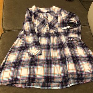 Long sleeve plaid flannel button up dress